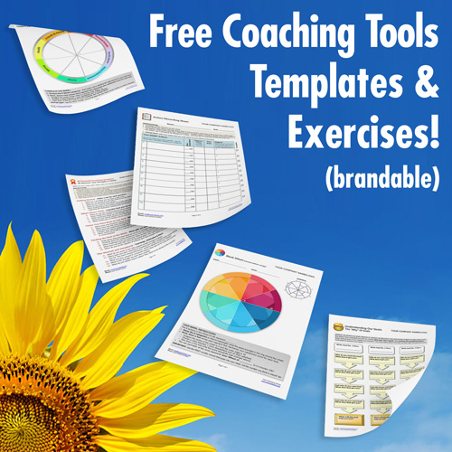 Sunflower with Free Coaching Tools & Exercises against Blue Sky