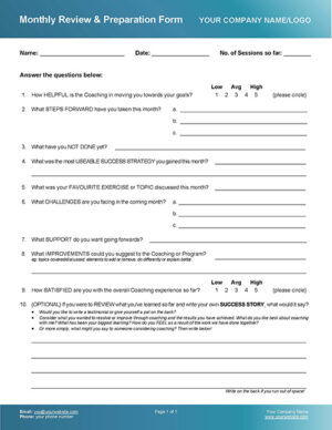 Monthly Client Review and Feedback Form