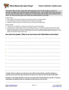 What Makes My Heart Sing Coaching Exercise
