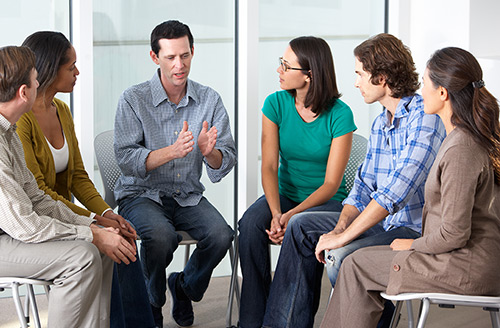Group of workshop attendees in discussion