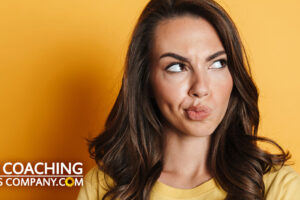 Client Pondering Limiting Beliefs on Yellow Background