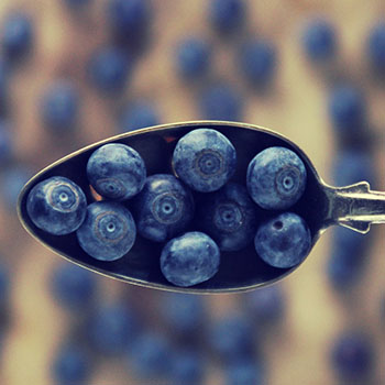 Blueberries on a spoon