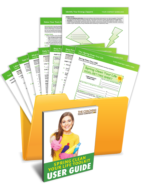 Spring Clean Your Life Coaching Tools, Exercises, Tools, Forms, Templates, Worksheets in a Folder