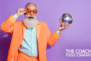 Man in Orange Suit Holding Discoball Marketing!