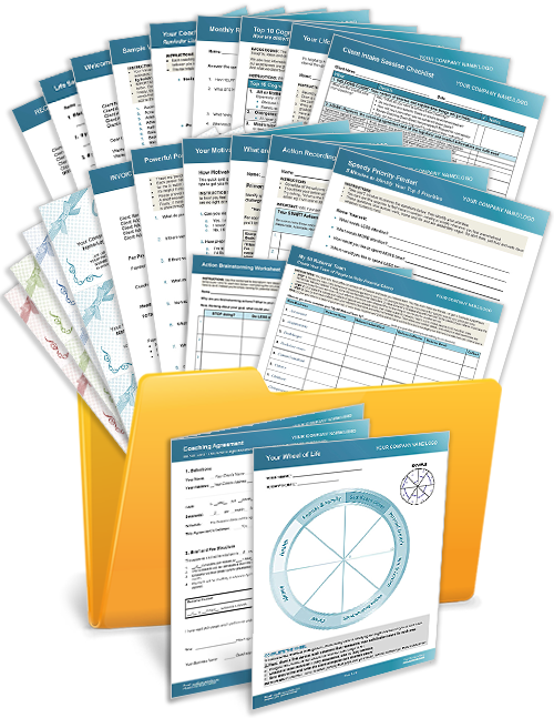 Coaching Welcome Packet with Coaching Templates, Forms and Exercises in a Folder