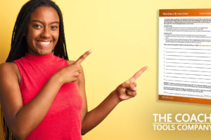 Client pointing at What Makes Heart Sing Tool