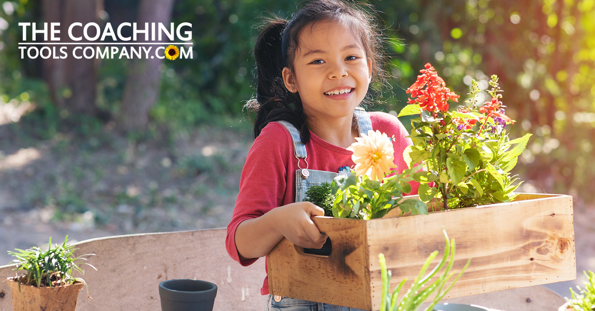 Happy Child Freshening Up Life with Flowers