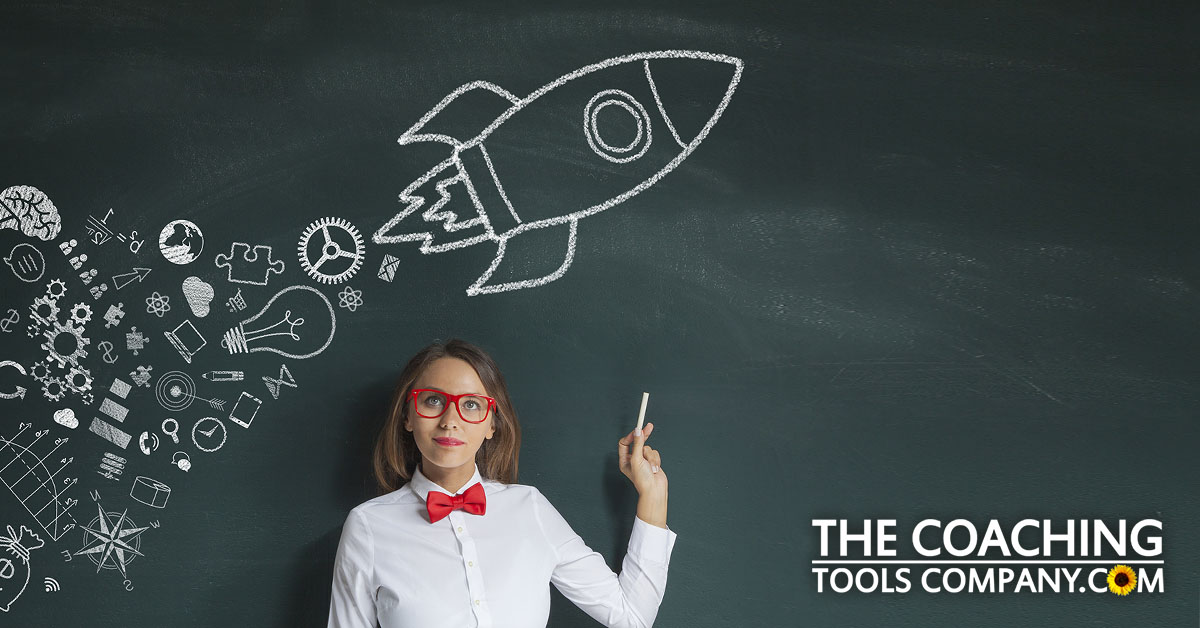 Client Get Motivated with Words Rocket on blackboard