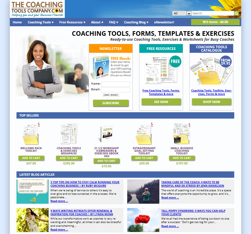 New Coaching Tools Company Home Page Screenshot June 2016