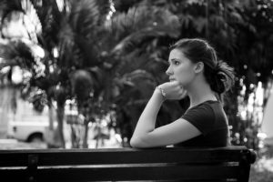 Woman contemplating rejection