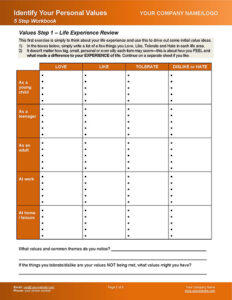 Values Identification Workbook Page 3