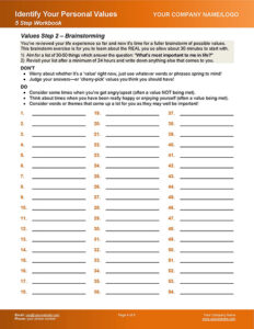 Values Identification Workbook Page 4