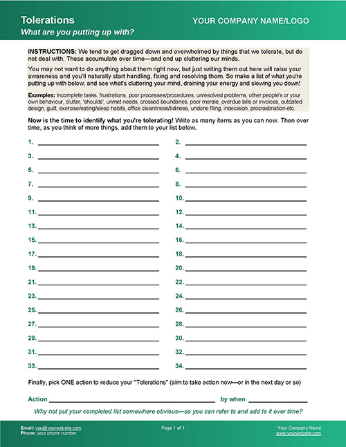 Identify Tolerations Free Coaching Exercise