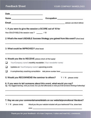 Workshop, Event & Seminar FEEDBACK Form