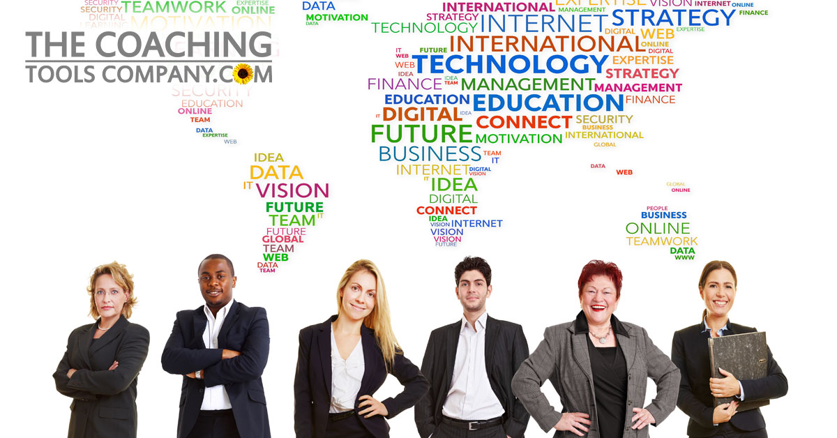 Group of Businesspeople in front of world map