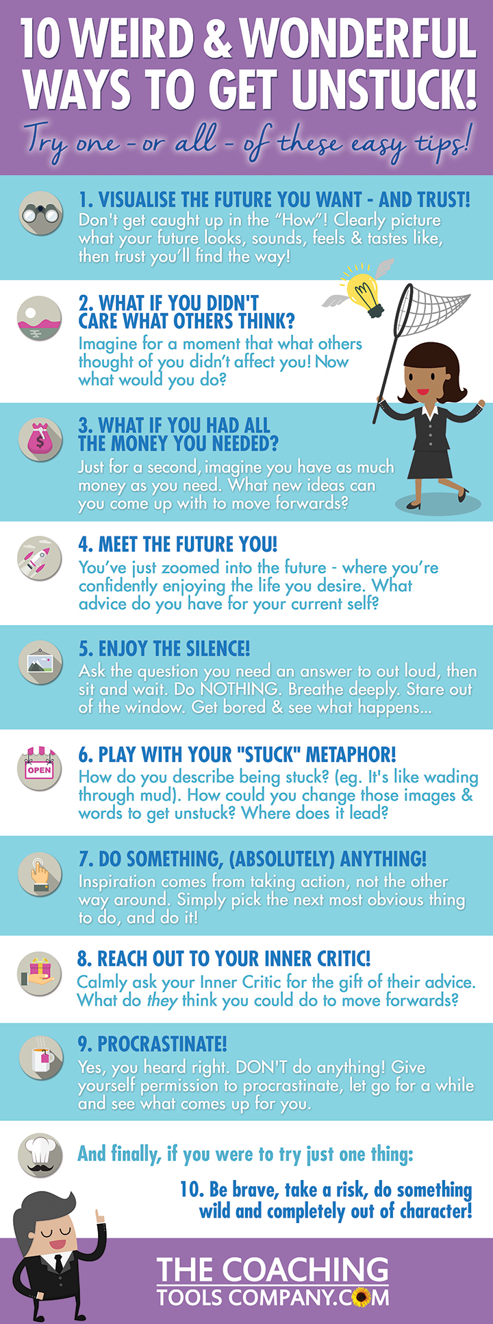 10 Weird & Wonderful Ways to Get Unstuck Infographic!
