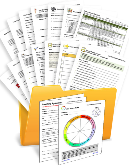Welcome Packet with Coaching Templates, Forms and Exercises in a Folder