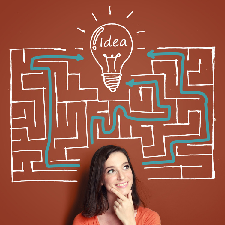 Maze Metaphor - woman has idea