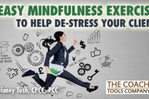 3 Easy Mindfulness Exercises shown by woman running with lots of thoughts