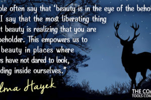 Salma Hayek on Beauty with Stag, Night Sky and Moon