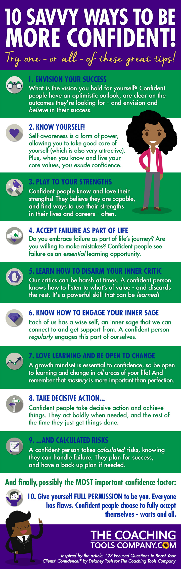 Stripey Confidence Infographic - with 10 Ways to be more Confident