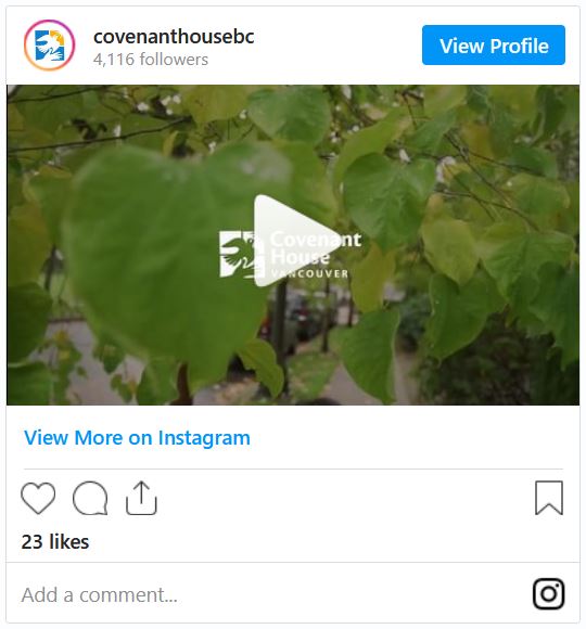 Covenant House Instagram Post