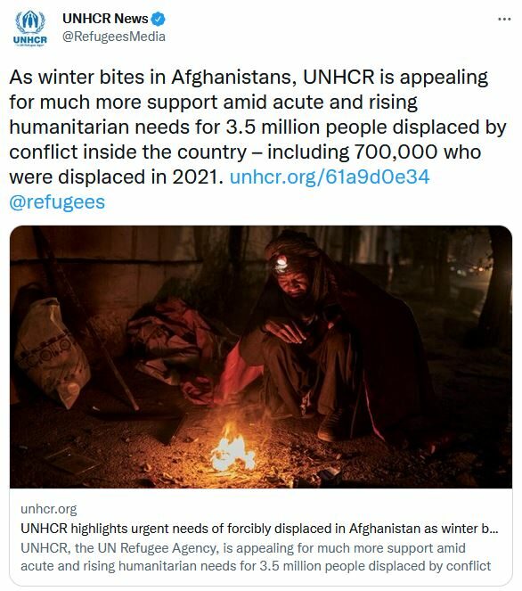 Tweet about situation in Afghanistan