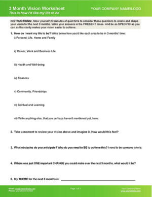 Set 3 Month Vision Coaching Worksheet