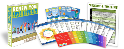 Life Coaching Program Template showing Tools Checklist Social Images & More