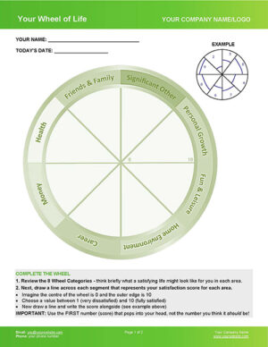Wheel of Life Template for Balance & Self-Care Toolkit Page 1