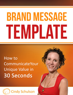 Cindy on cover of Brand Message Template eBook
