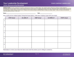 Authentic Leadership Coaching Tools 7 - Action Brainstorming Exercise