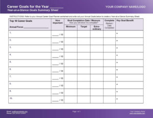 Leadership Career Goal Tools 2 - Year-at-a-Glance