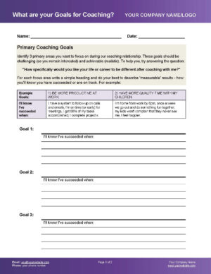 Leadership Coaching Goals Worksheet