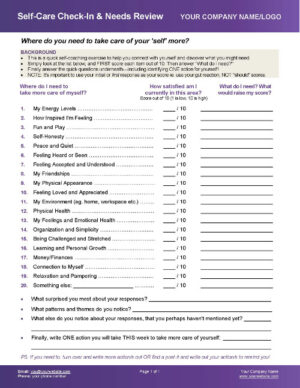 Leadership Assessment - Self-Care & Needs Review