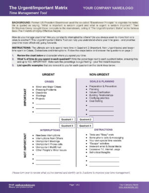 Leadership Toolkit Essentials - Urgent Important Matrix