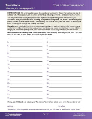 Leadership Coaching Tools - Identify Tolerations Exercise